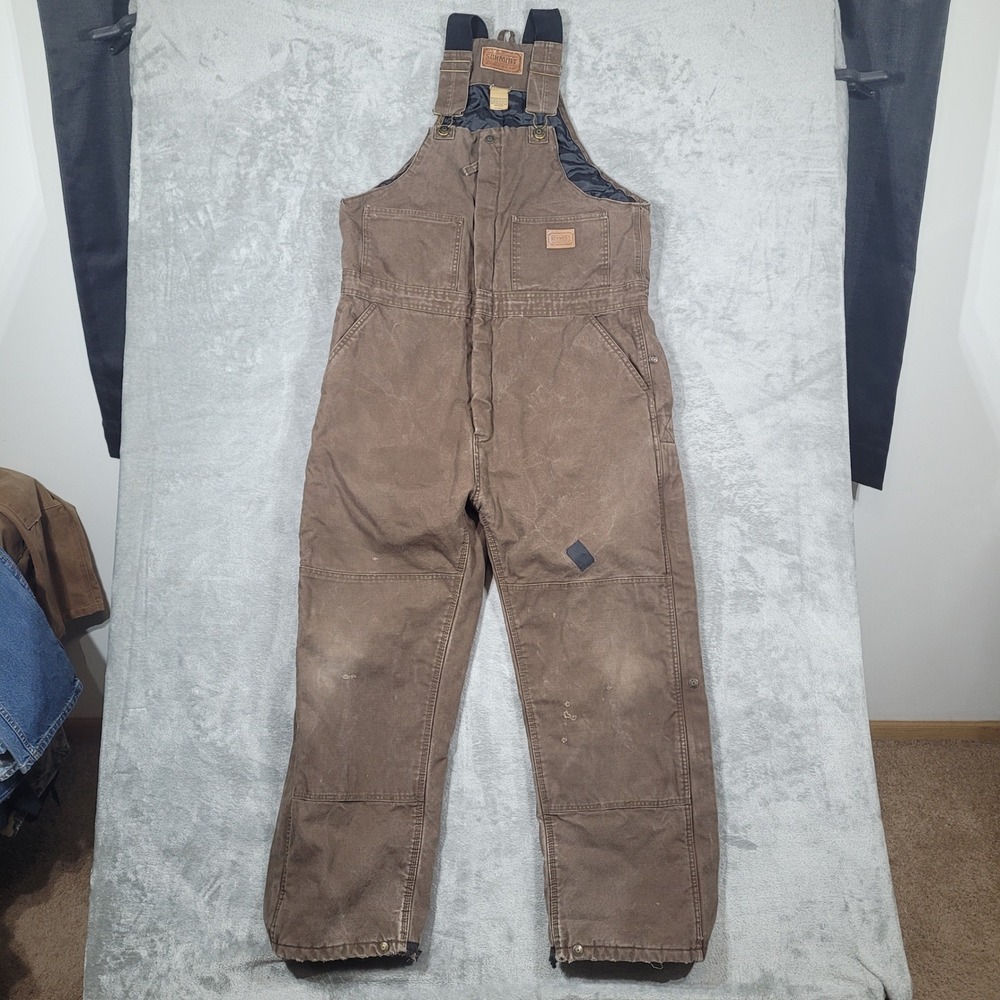 C.E. Schmidt Overalls Mens Large Brown Workwear Insulated Duck Canvas Bibs